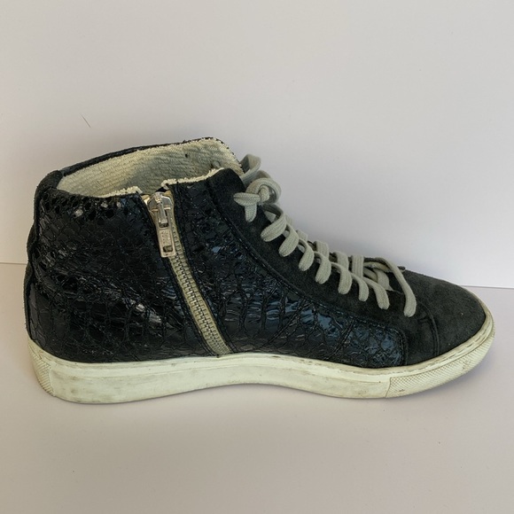 P448 Black High-Top Sneakers with White Soles - Picture 6 of 12